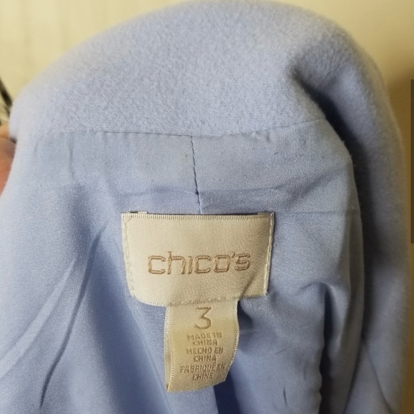 Chico’s 3 Jacket Womens Smooth Plush Fleece Coat Light Blue Open Front XL - Picture 7 of 8